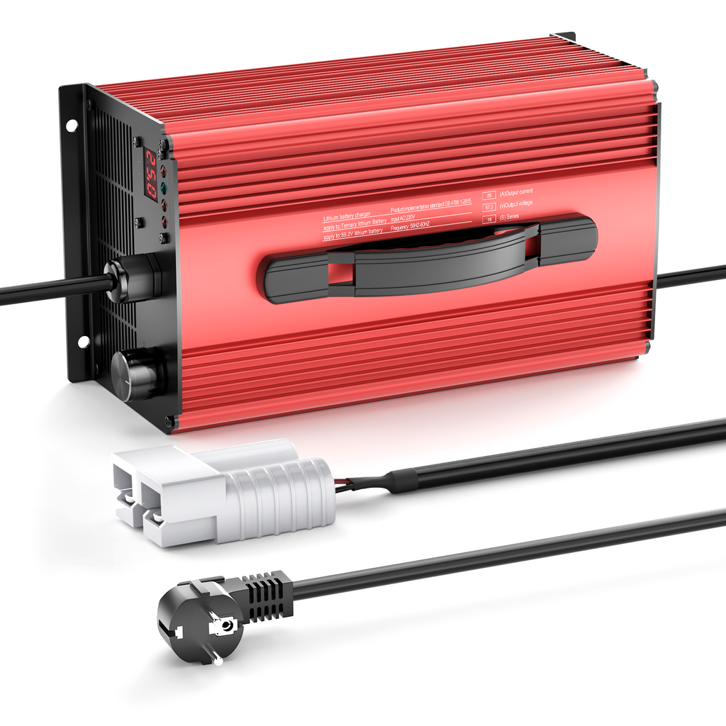 NOEIFEVO Cargador de batería de litio 88.2V 25A para batería de litio Li-Ion Lipo 77.7V (72V) 21S, pantalla LCD, corriente ajustable, cargador para bicicleta eléctrica, patinete, motocicleta eléctrica