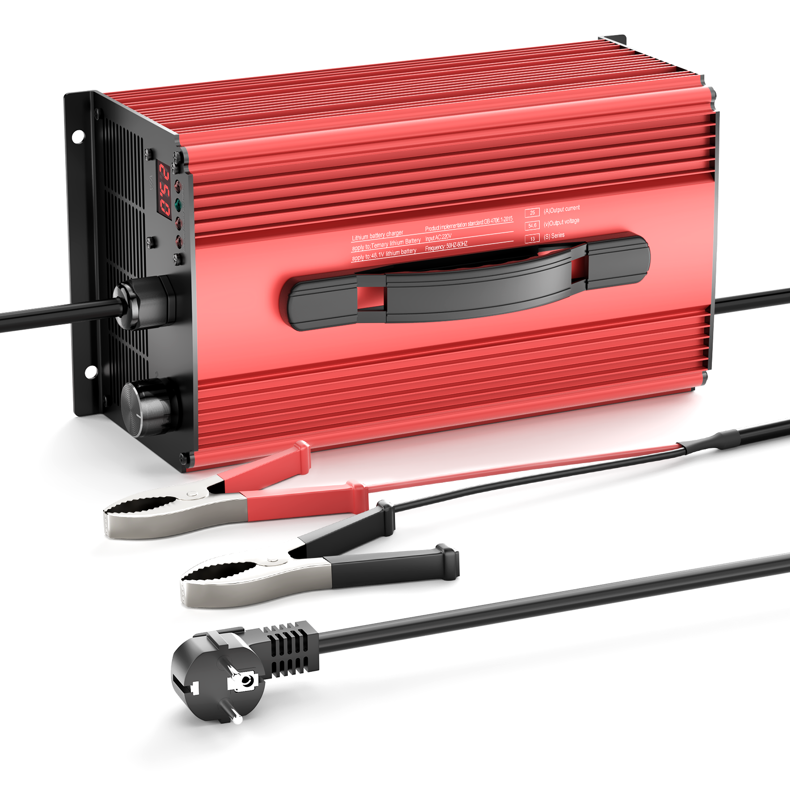 NOEIFEVO 54.6V 25A Lithium-batteriladdare för 48.1V (48V) 13S Lithium-Li-Ion-Lipo-batteri, LCD-skärm, justerbar ström, laddare för elcykel, scooter, elektrisk motorcykel