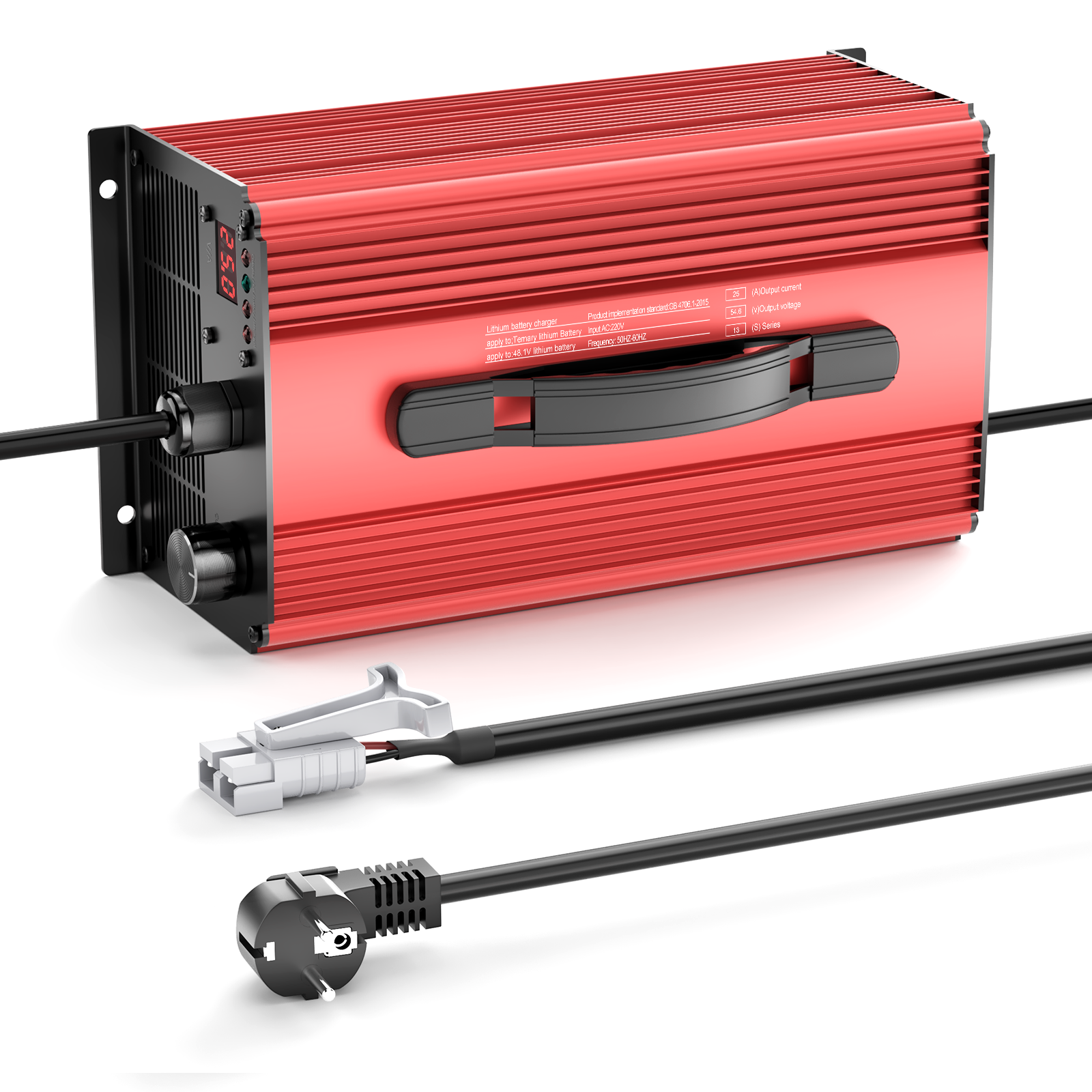 NOEIFEVO 54.6V 25A Lithium-batteriladdare för 48.1V (48V) 13S Lithium-Li-Ion-Lipo-batteri, LCD-skärm, justerbar ström, laddare för elcykel, scooter, elektrisk motorcykel