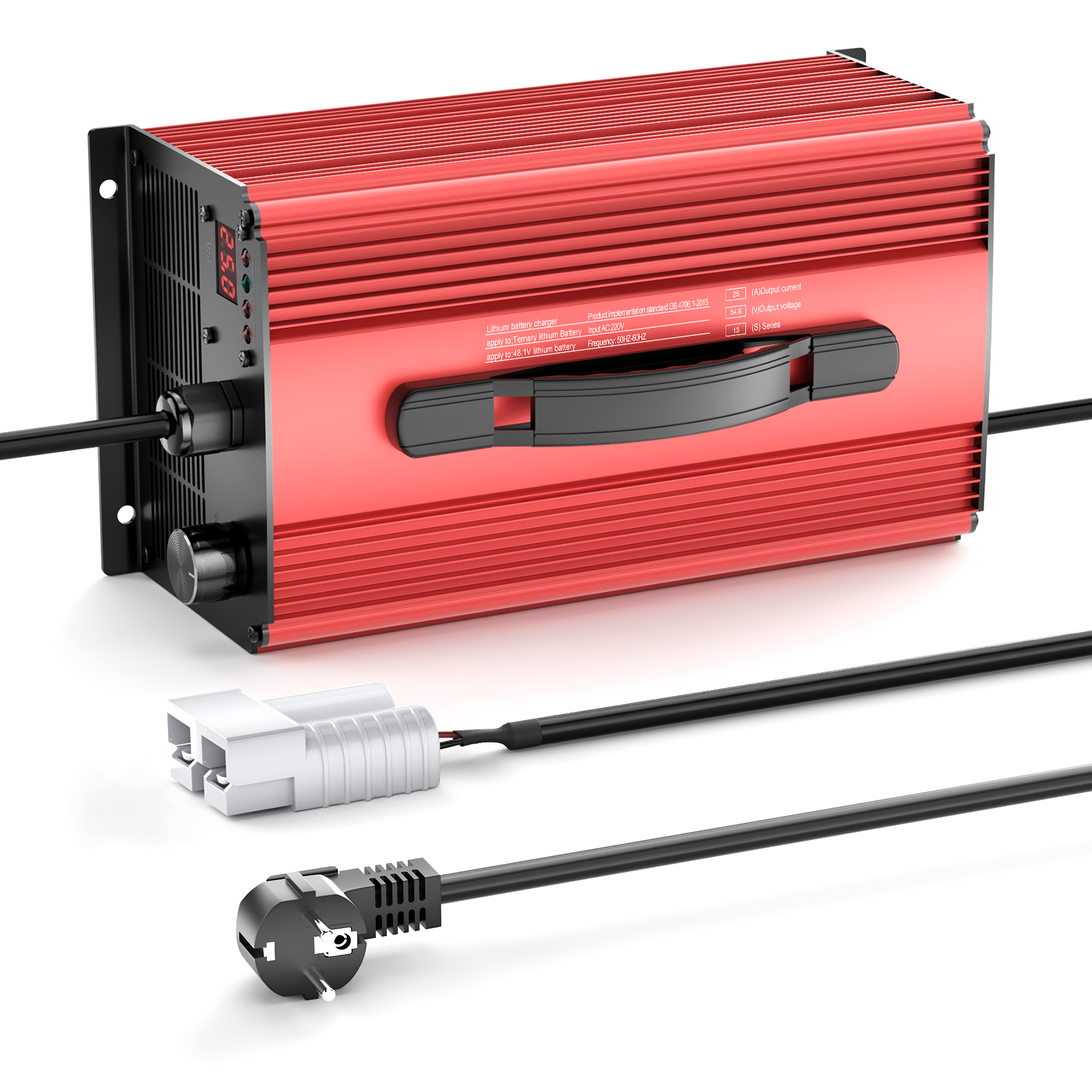 NOEIFEVO 54.6V 25A Lithium-batteriladdare för 48.1V (48V) 13S Lithium-Li-Ion-Lipo-batteri, LCD-skärm, justerbar ström, laddare för elcykel, scooter, elektrisk motorcykel