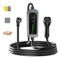 NOEIFEVO Cargador EV de 3,5 kW Tipo 2 a Schuko, 5M/10M Cable de carga EV impermeable para uso en exteriores-