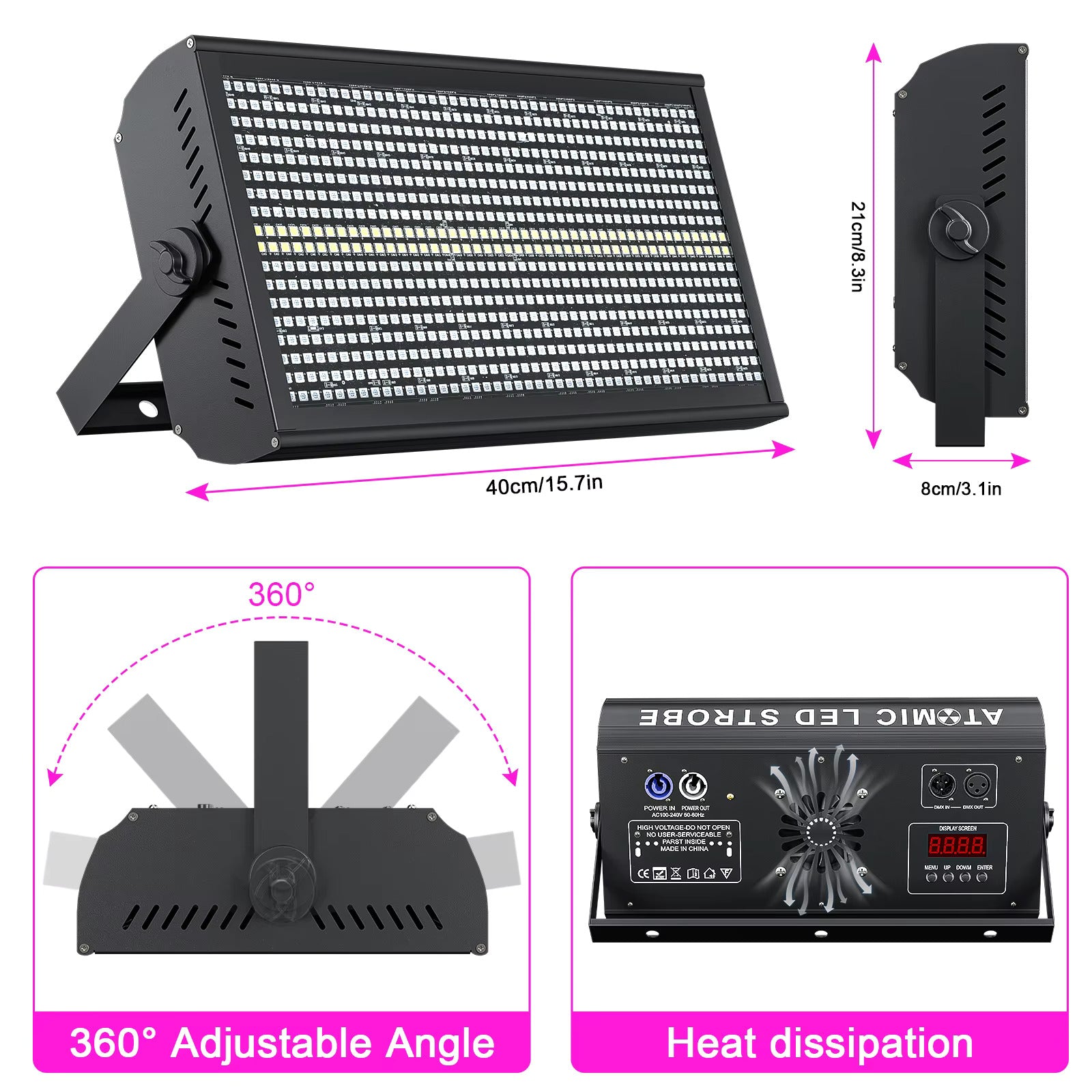 200W LED RGBW 48+8-Segment-Stroboskoplichter DMX512 Wash Bühnenlicht Uplight DJ-Lichter für Partys, Discos, Hochzeiten, Bars und KTVs