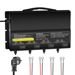 NOEIFEVO 12V 40A 4-banker (10A/bank) universell batterilader, 12V vanntett LiFePO4 litium-blybatterilader for campingvogn, båt, motorsykkel, gressklipper, trollingmotor og blybatteri