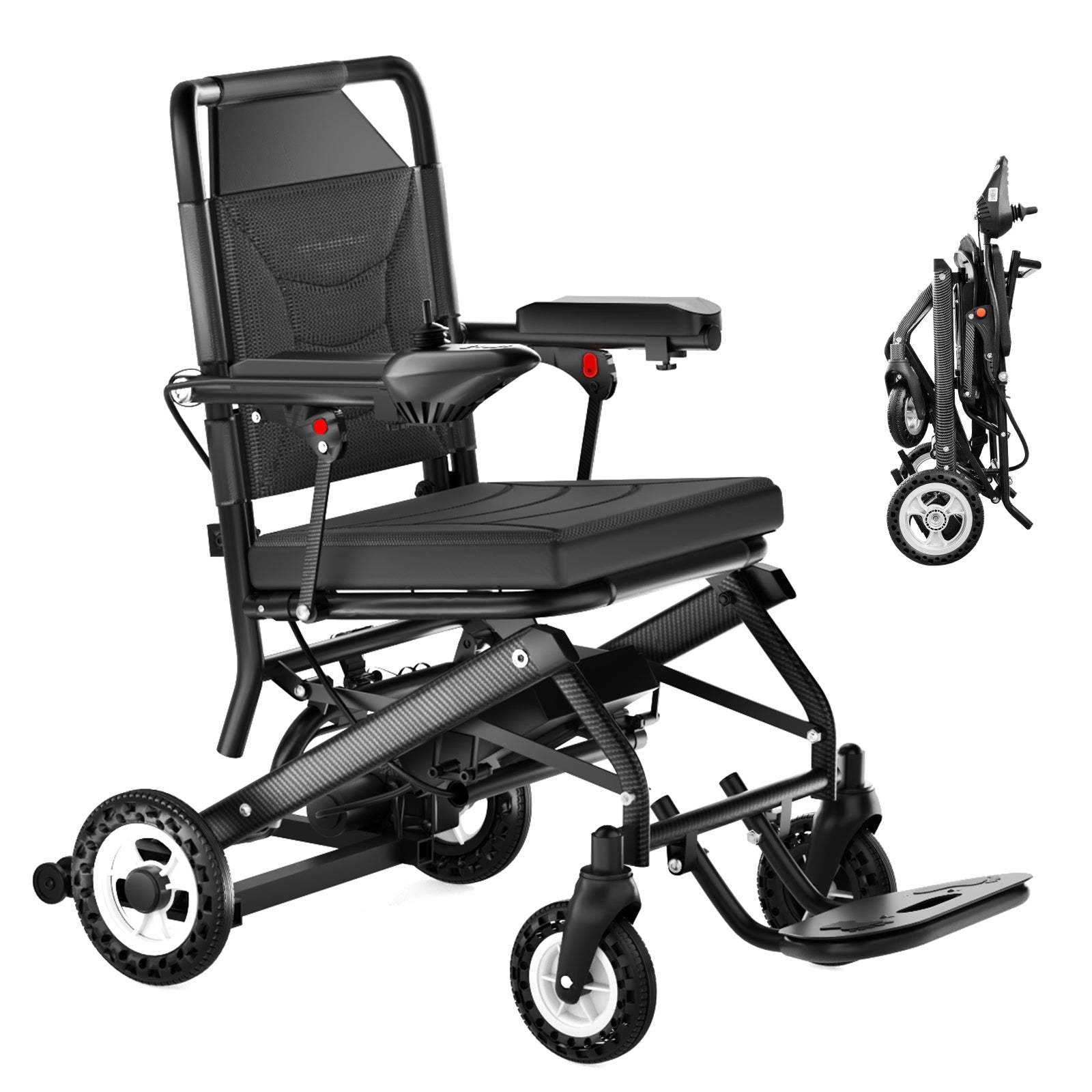 Elektrisk rullestol – 13.6kg, 300W motor, avtakbart litiumbatteri, elektromagnetisk brems, 100kg bæreevne, lett, sammenleggbar, ideell for reise og hverdag