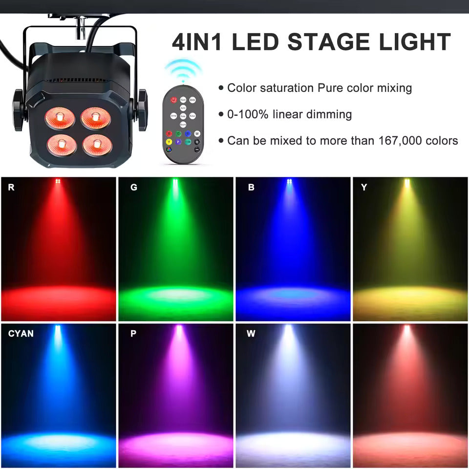 Party-Licht, 4x8W RGB LED Bühnenleuchte mit Fernbedienung/DMX-Steuerung, DJ-Licht geeignet für Hochzeiten, Partys, Clubs und Disco-Veranstaltungen