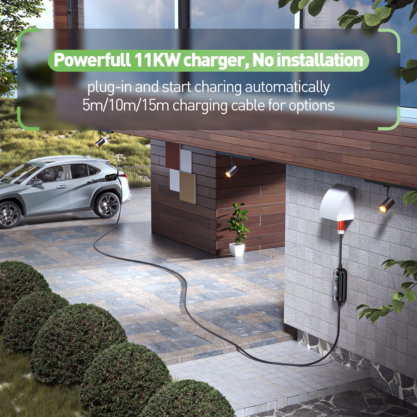 Noeifevo Type2 EV nabíjací kábel, 11KW 16A CEE 5m/10m/15m  mobilná nabíjačka EV, DC6mA RCD ochrana