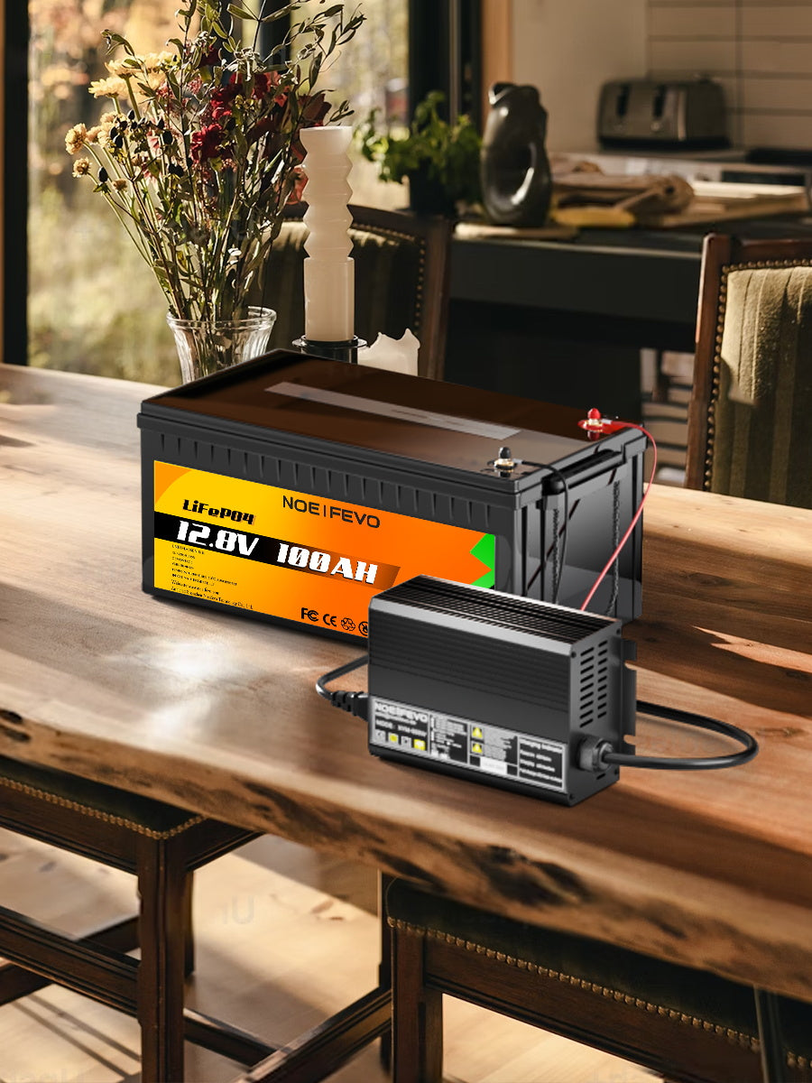 Noeifevo 12V 12.8V 30A Lithium LiFePO4 מטען סוללה, מתח טעינה 14.6V, 0V BMS הפעלה, כיבוי אוטומטי, בית אלומיניום