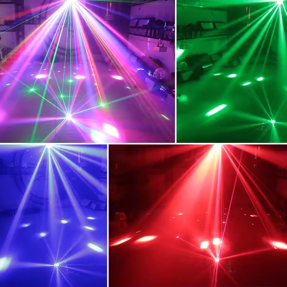 3-i-1 DMX RGBW-partylys, LED-laserstroboskop, disco DJ-beam spot-scenebelysning, dansklub, bryllup, sommerfuglelys