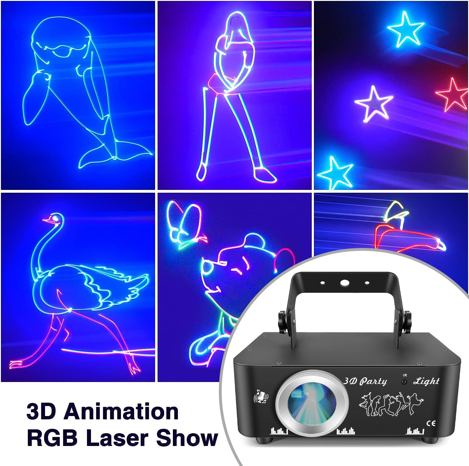 DJ Discolicht Partylicht, 3D RGB Animation Disco Licht mit Fernbedienu – Smart LifePO4 Batterie & Heimspeicherung von Energie & Intelligentes Ladegerät