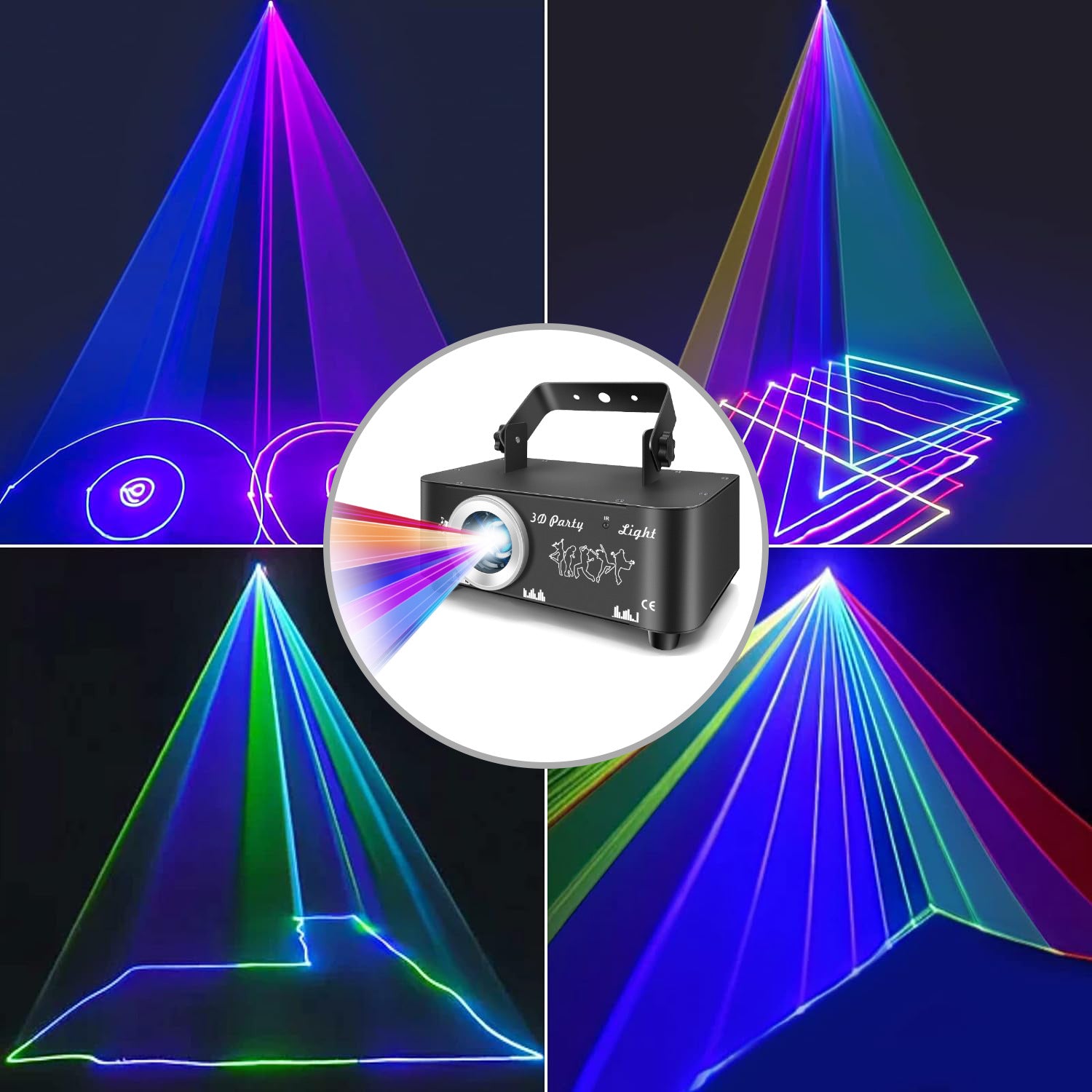 DJ Discolicht Partylicht, 3D RGB Animation Disco Licht mit Fernbedienung, Party Lichter mit DMX, Musik Sound Activated Beam Effekt Bühnenlicht für