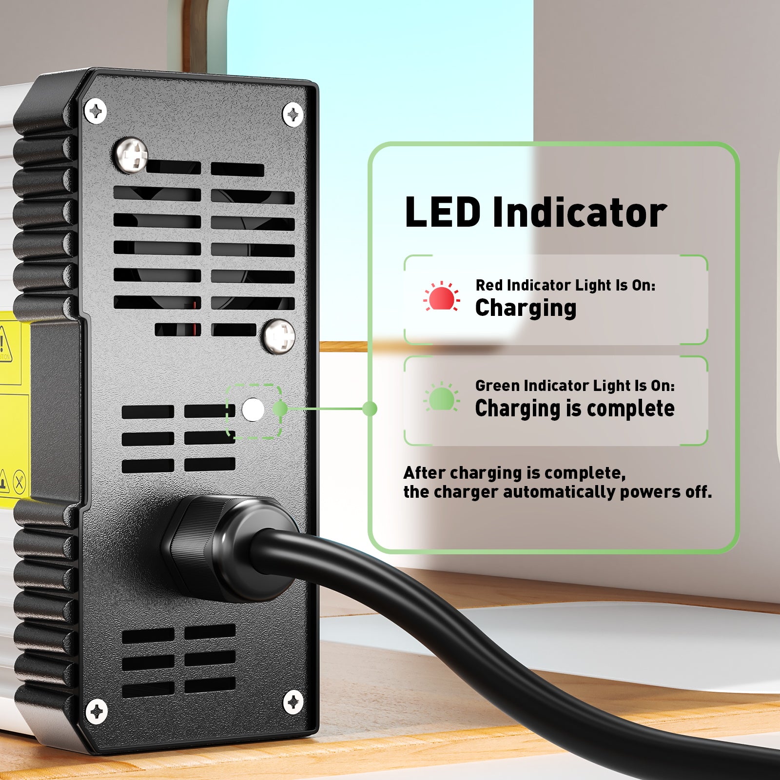 NOEIFEVO 100.8V 4.5A carregador de bateria de lítio para bateria de lítio 24S 88.8V 90V, com ventilador de refrigeração e desligamento automático.