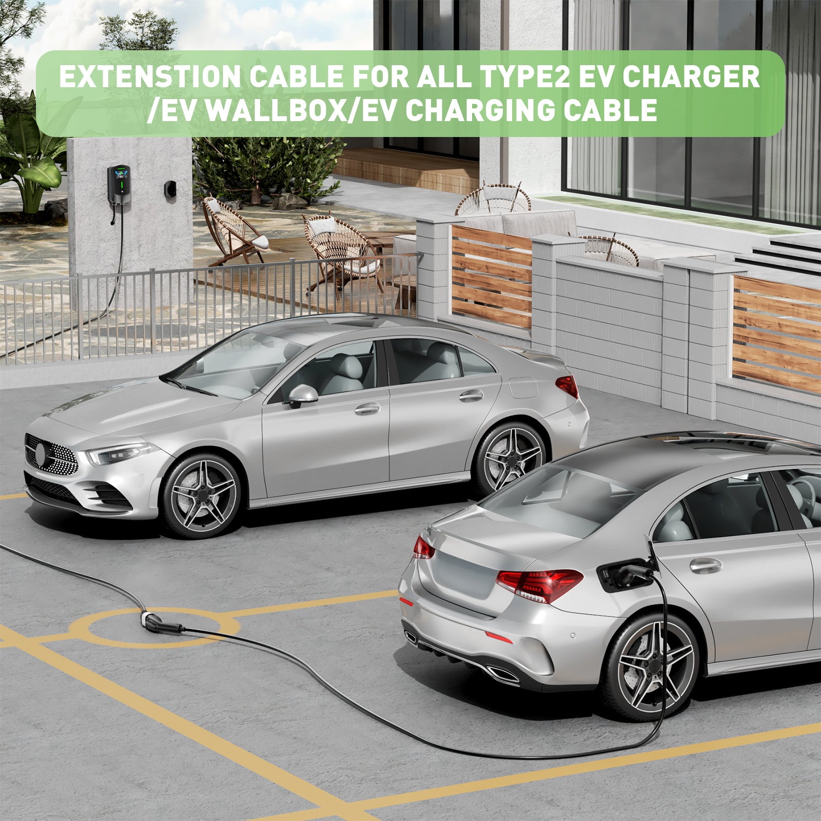 NOEFEIVO 5M/ 7M Typ 2 Verlängerungskabel zum Aufladen, 3.5KW / 7KW / 11KW / 22KW Typ 2 zu Typ 2 Auto Ladekabel für Wallbox und EV Ladegerät