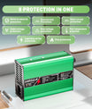 NOEIFEVO Cargador de batería LiFePO4 58.4V 3A para batería LiFePO4 16S 48V 51.2V, con ventilador de enfriamiento, apagado automático (VERDE)