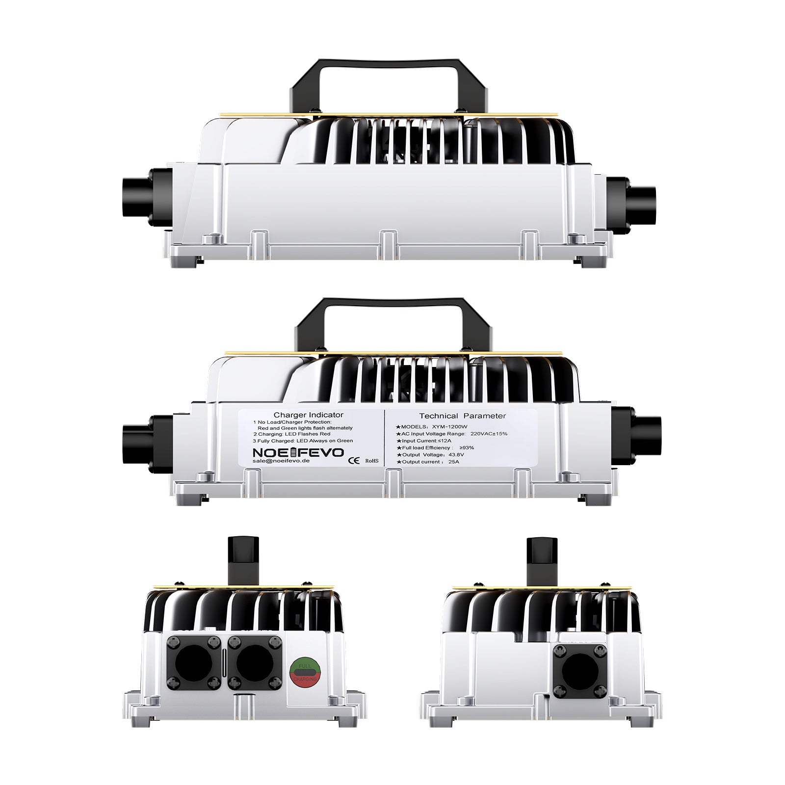NOEIFEVO 36V 38.4V LiFePO4 Batterieladegerät ,43.8V 25A Wasserdicht Ladegerät für Golf Auto/Boot/RV, mit Vollschutz