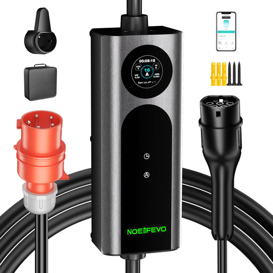 NOEIFEVO Q21W Wlan Mobile Wallbox 11kW mit APP Fernsteuerung ,5m/10m Typ2 CEE16A 3Phase Ladekabel Elektroauto