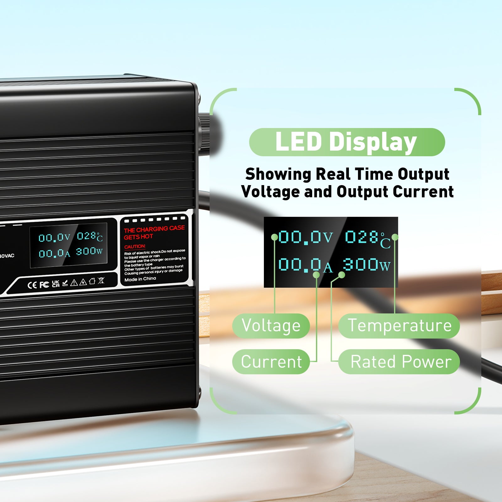 Cargador de litio NOEIFEVO 50,4V 2A 2.5A 3A  para baterías Li-Ion Lipo de 12S 44,4V, con ventilador de enfriamiento y apagado automático (NEGRO)