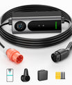 NOEIFEVO mobil veggboks 11kW med app [5m/10m | 3-fas | 6–16 A], ladekabel til elbil CEE-16A 400V til Type 2 med justerbar ladeeffekt, EV-lader for ID.3/4/5/7, IX1, Model 3/Y og andre BEV/PHEV