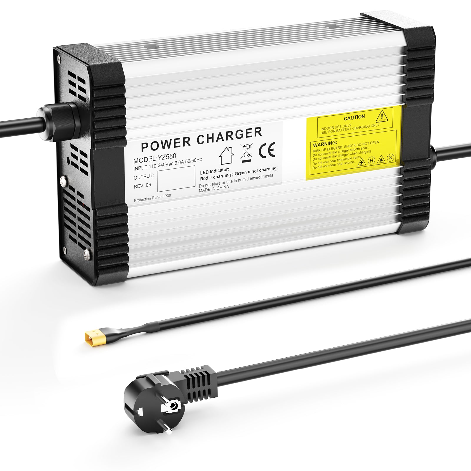 NOEIFEVO 58,4V 8A LiFePO4-batterilader til 48V 51,2V 16S LiFePO4-batteri, med køleventilator, automatisk slukning.