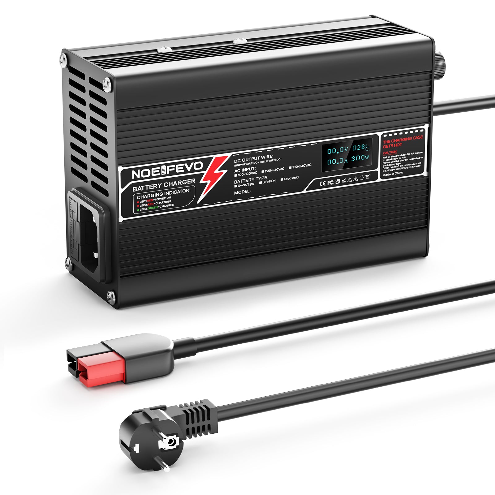 NOEIFEVO 29.4V 10A Lithium-Ladegerät für 7S 25.9V Li-Ionen Lipo Akku E – Smart LifePO4 Batterie & Heimspeicherung von Energie & Intelligentes Ladegerät