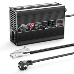 Cargador de litio NOEIFEVO 50,4V 2A 2.5A 3A  para baterías Li-Ion Lipo de 12S 44,4V, con ventilador de enfriamiento y apagado automático (NEGRO)