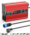 NOEIFEVO 41.4V-44.1V 2A 3A 3.5A 4A Olověný akumulátor nabíječka pro 36V olověnou baterii, s LCD displejem, chladicím ventilátorem, automatickým vypnutím(ČERVENÁ)