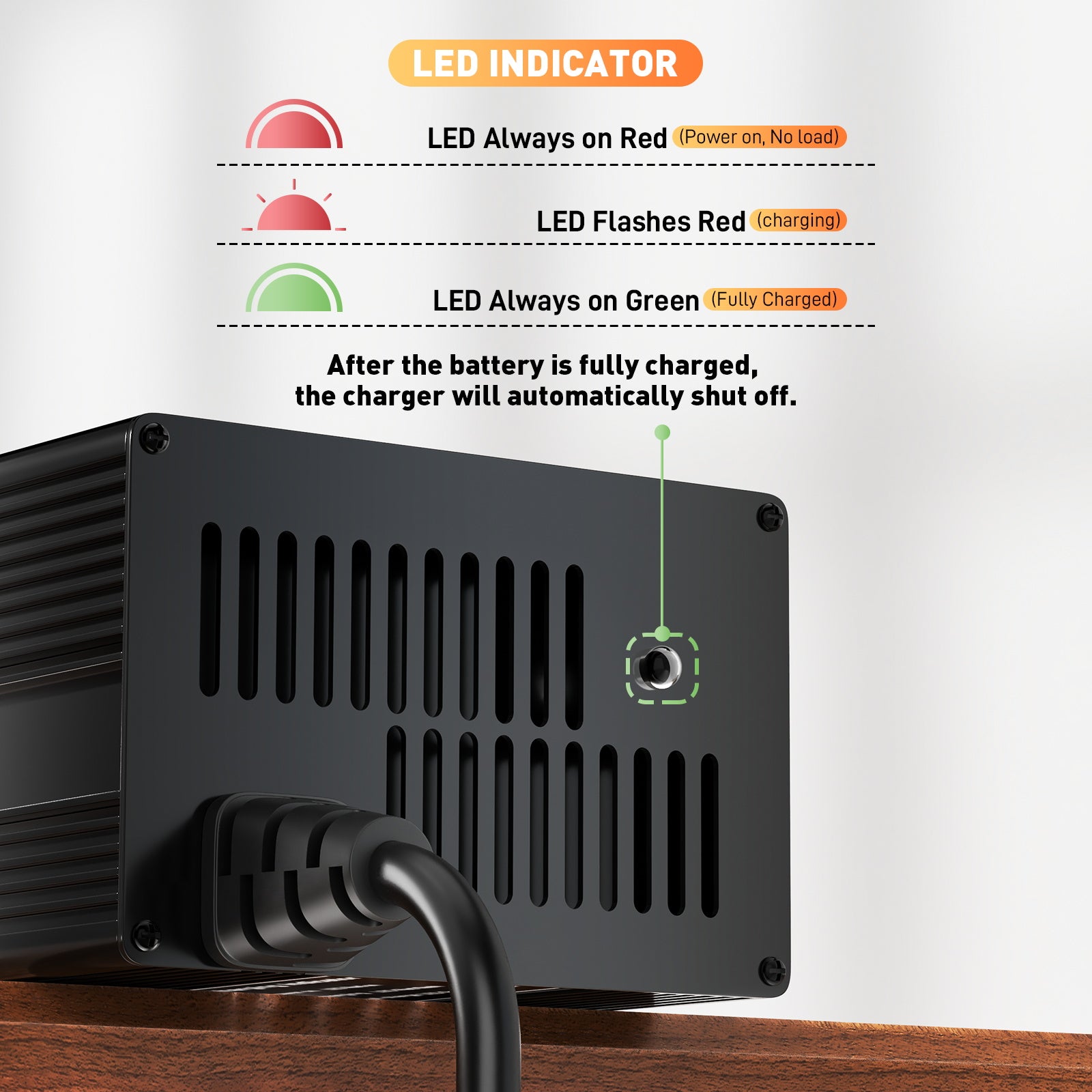 Noeifevo 14.6V 20A LiFePO4 Akku Ladegerät für 12V 12.8V LiFePO4 Lithium Batterie, 0V BMS Aktivieren, Automatische Abschaltung,Aluminiumlegierung Gehäuse
