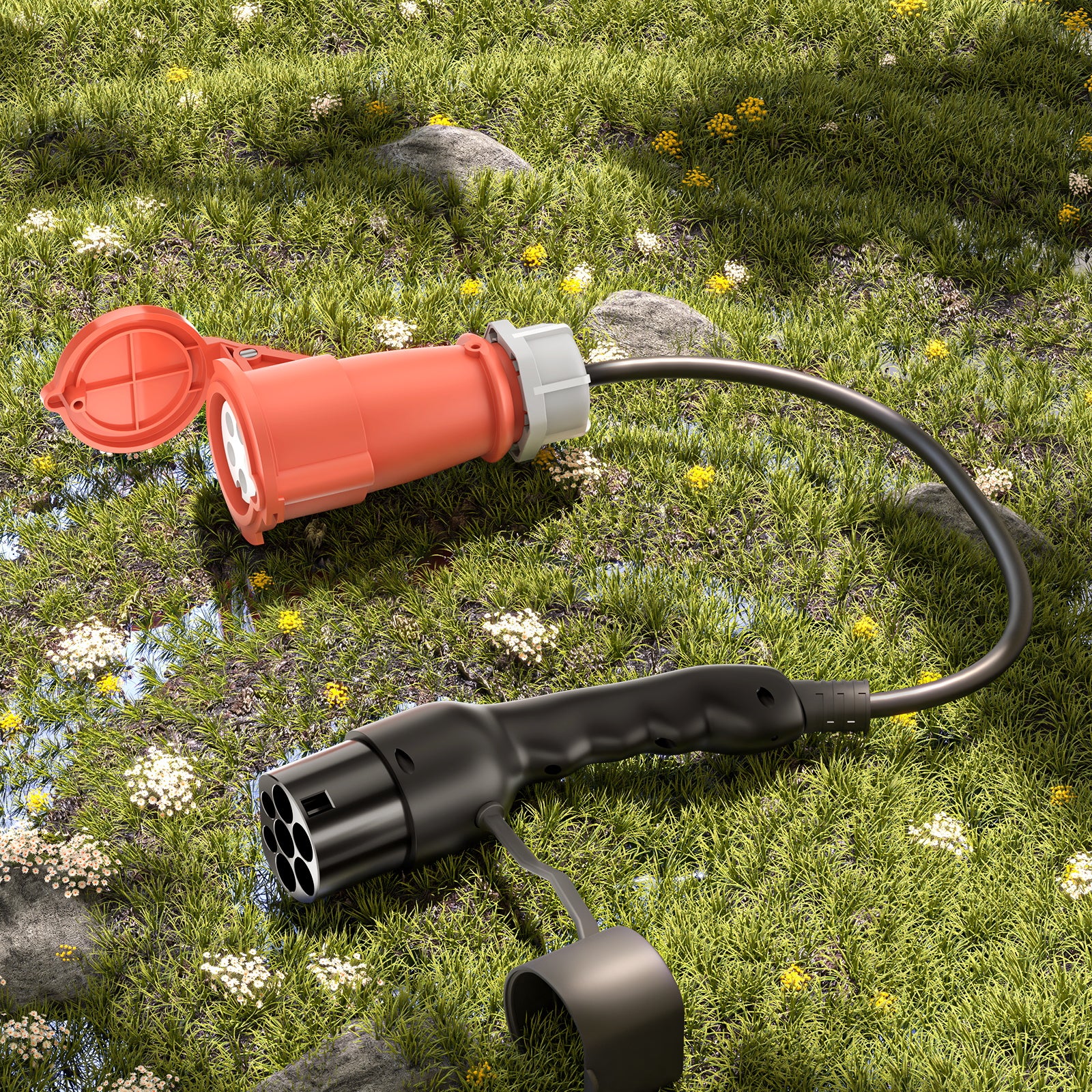Type 2-stik til CEE16A-stik, Adapter til 11KW EV-oplader til at trække ...
