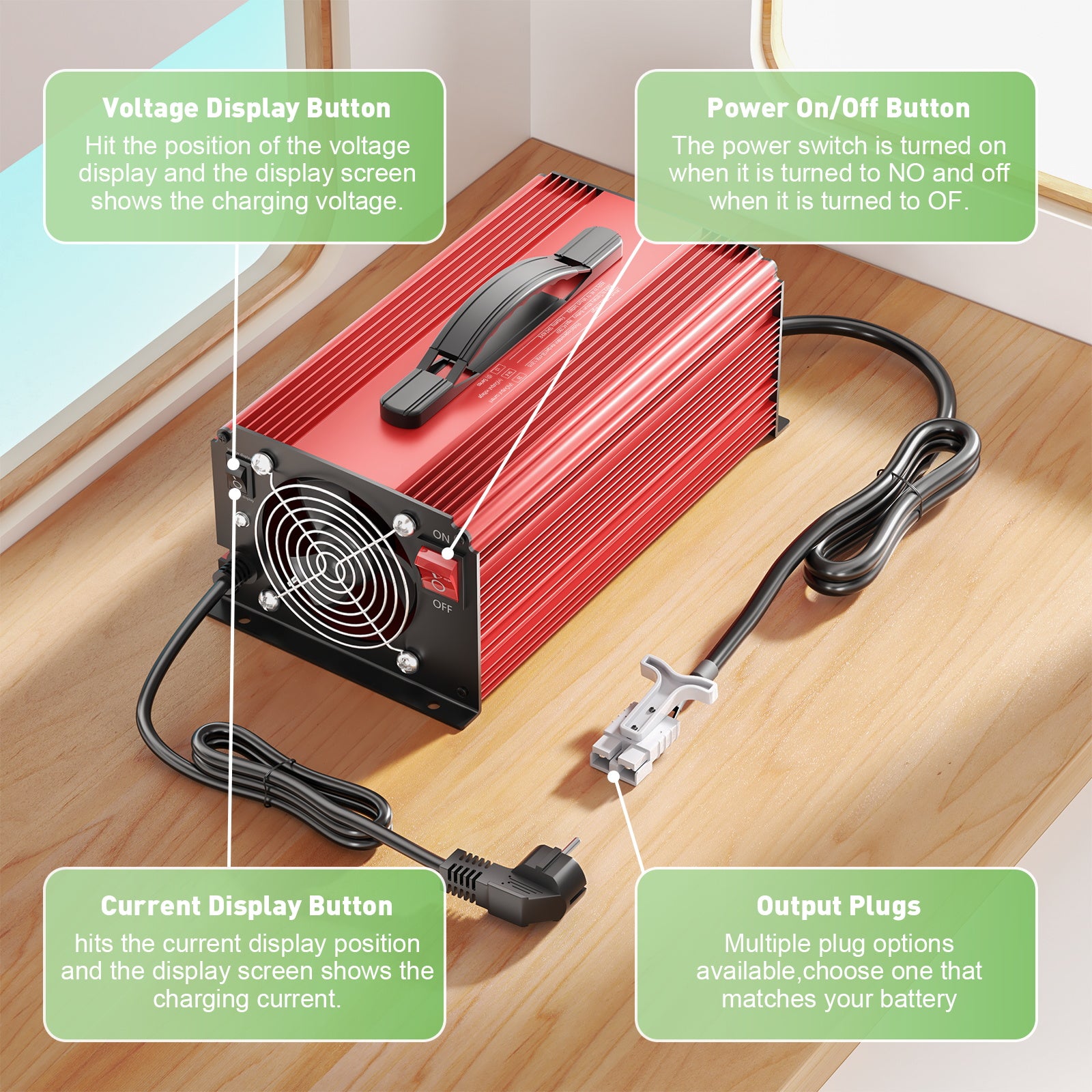 NOEIFEVO 54.6V 25A Lithium-batteriladdare för 48.1V (48V) 13S Lithium-Li-Ion-Lipo-batteri, LCD-skärm, justerbar ström, laddare för elcykel, scooter, elektrisk motorcykel
