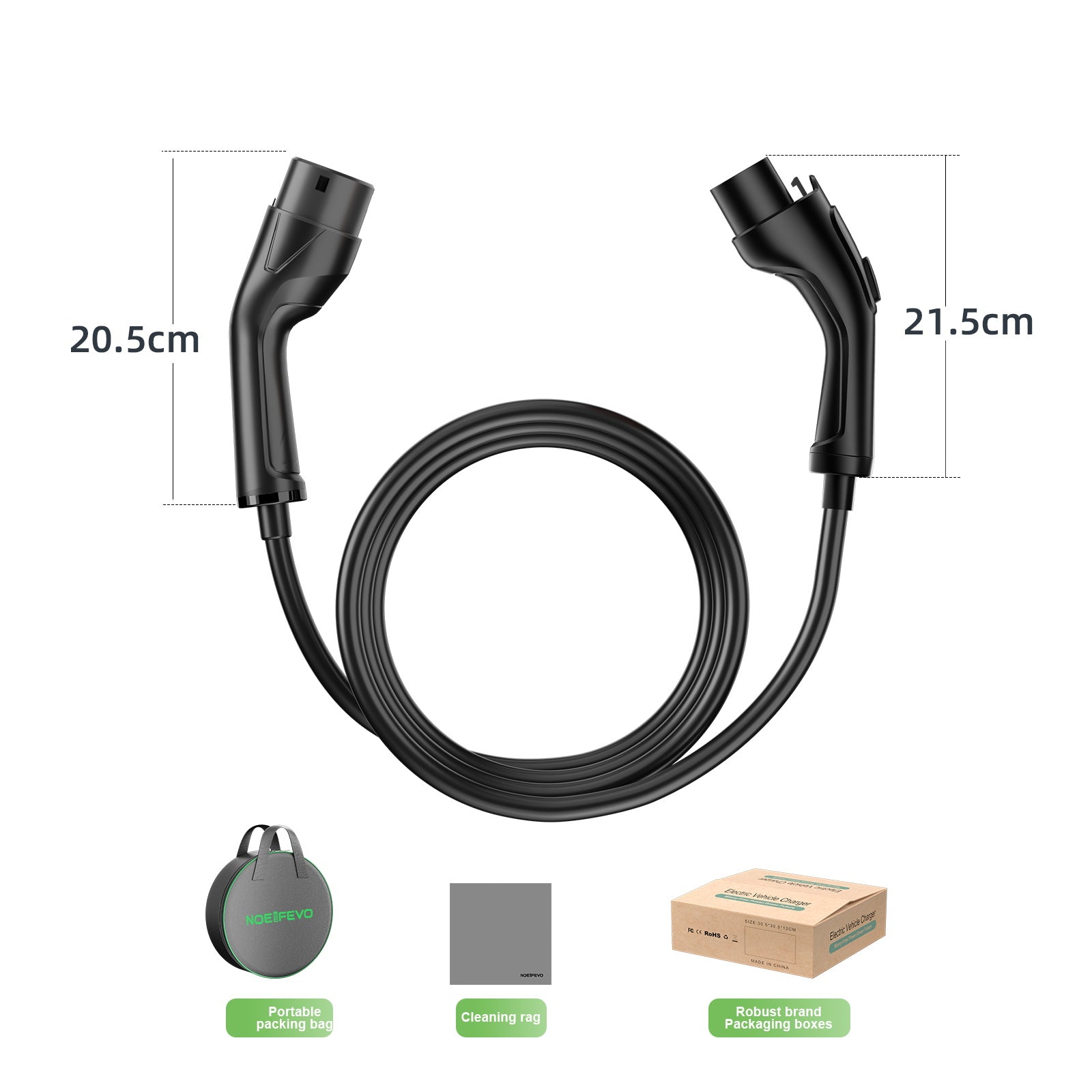 NOEFEIVO 5M/ 7M Typ 2 Verlängerungskabel zum Aufladen, 3.5KW / 7KW / 11KW / 22KW Typ 2 zu Typ 2 Auto Ladekabel für Wallbox und EV Ladegerät