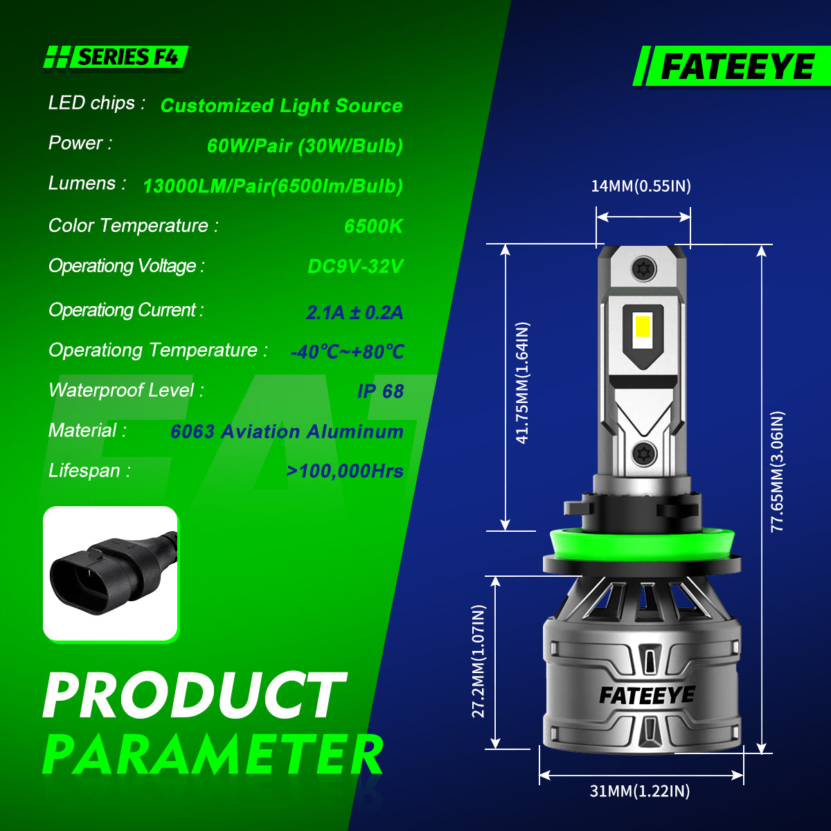 2 pezzi 60W 13000 Lumen Lampada Fari Auto, H7 H11 9006 9005 9012 H4 H13 9007 Lampada LED