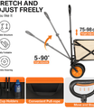 NOEIFEVO Carrito de mano plegable, carro de jardín plegable con asistencia eléctrica, capacidad de 200L, carga máxima de 150 kg, ruedas todoterreno para playa y portavasos, portátil para camping, actividades al aire libre, pesca, picnic