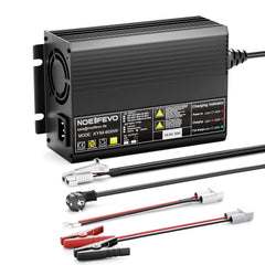Noeifevo 12V 12,8V 30A Carregador de bateria de lítio LiFePO4, tensão de carregamento 14,6V, ativação 0V BMS, desligamento automático, caixa de alumínio
