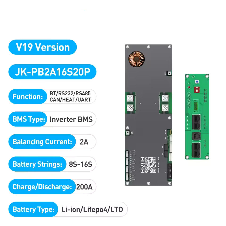 Baterie BMS s 4,3palcovým displejem, inteligentní aktivní BMS 8S–16S 200A 24V–48V Li-Ion/LiFePO4/LTO 2A vyvažovač energie baterie s Bluetooth, CAN/RS485
