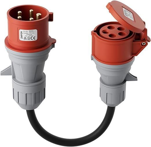 Adaptér CEE 32A zástrčka na 16A spojku, 3fázový 400V adaptér pro 11KW nabíječku EV