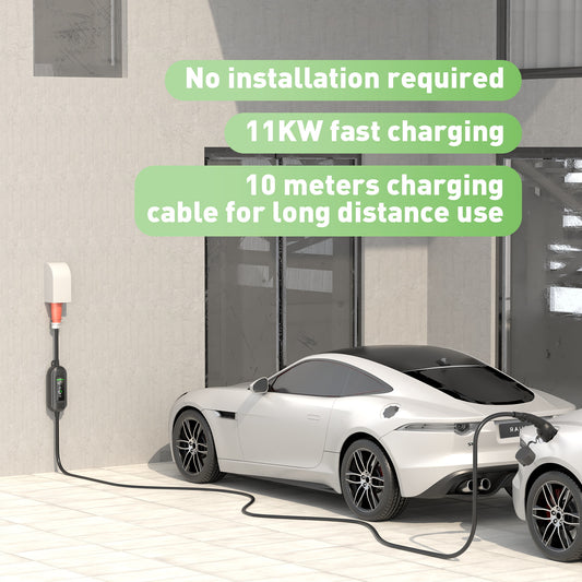 Noeifevo 11KW Tyyppi 2 EV latausasema, 16A 3-vaiheinen sähköajoneuvojen latauslaite, CEE 16A Mobile EVSE Wallbox 10 metrin kaapelilla varustettuna