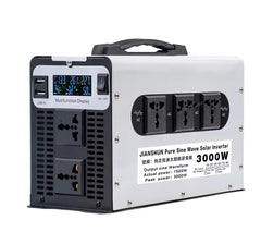 Puhdas siniaaltoinvertteri 1500W/3000W DC 12V 24V 48V 60V 72V AC 220V 50Hz -muunnin aurinko- ja autoakuille, LED-näytöllä