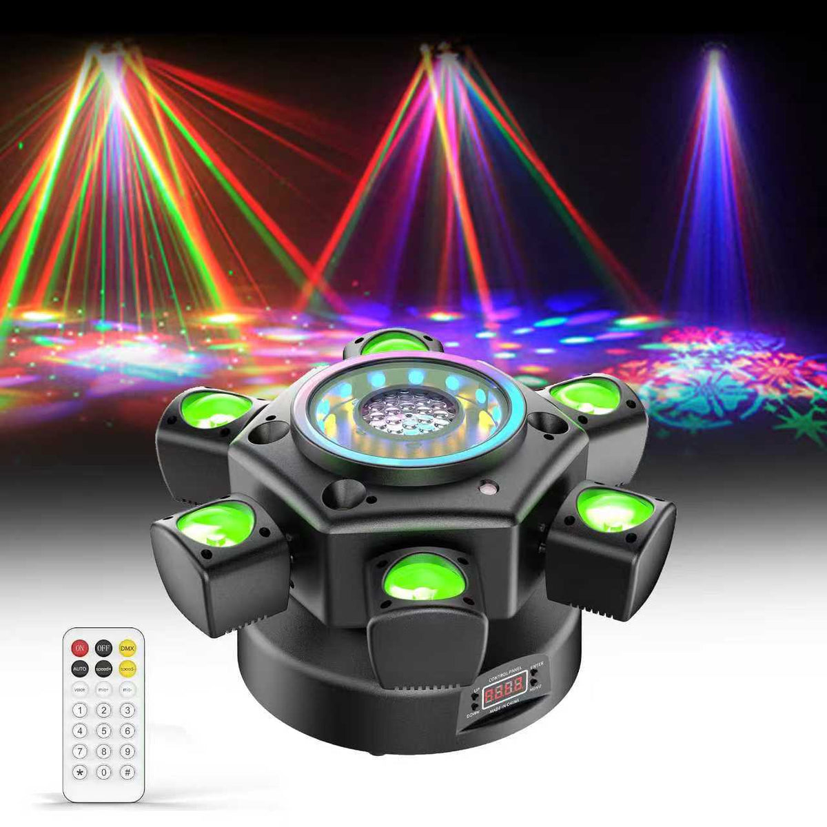 Moving Head Disco-Licht, Party-Licht, 150W RGBW 26-Kanal DMX-Bühnenlic – Smart LifePO4 Batterie & Heimspeicherung von Energie & Intelligentes Ladegerät