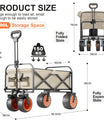 NOEIFEVO Carrito de mano plegable, carro de jardín plegable con asistencia eléctrica, capacidad de 200L, carga máxima de 150 kg, ruedas todoterreno para playa y portavasos, portátil para camping, actividades al aire libre, pesca, picnic
