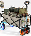 NOEIFEVO Carrito de mano plegable, carro de jardín plegable con asistencia eléctrica, capacidad de 200L, carga máxima de 150 kg, ruedas todoterreno para playa y portavasos, portátil para camping, actividades al aire libre, pesca, picnic