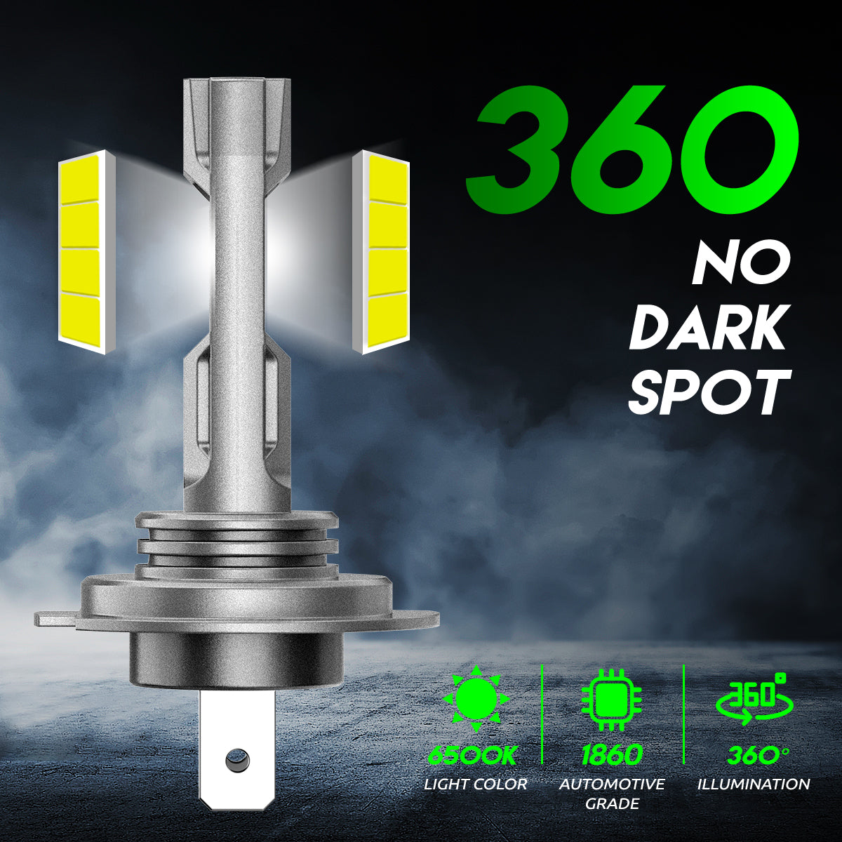 2 stk. 50W 10000 Lumen bilforlygter, H7 LED lampe.
