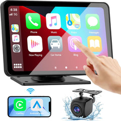 Langaton CarPlay ajoneuvoille, 7" HD GPS-navigaatiolla kannettava auto-stereo-kosketusnäyttö Apple CarPlaylla, Android Autolla, peruutuskameralla, auto-äänivastaanottimella ääniohjauksella, Mirror Linkillä, Bluetoothilla