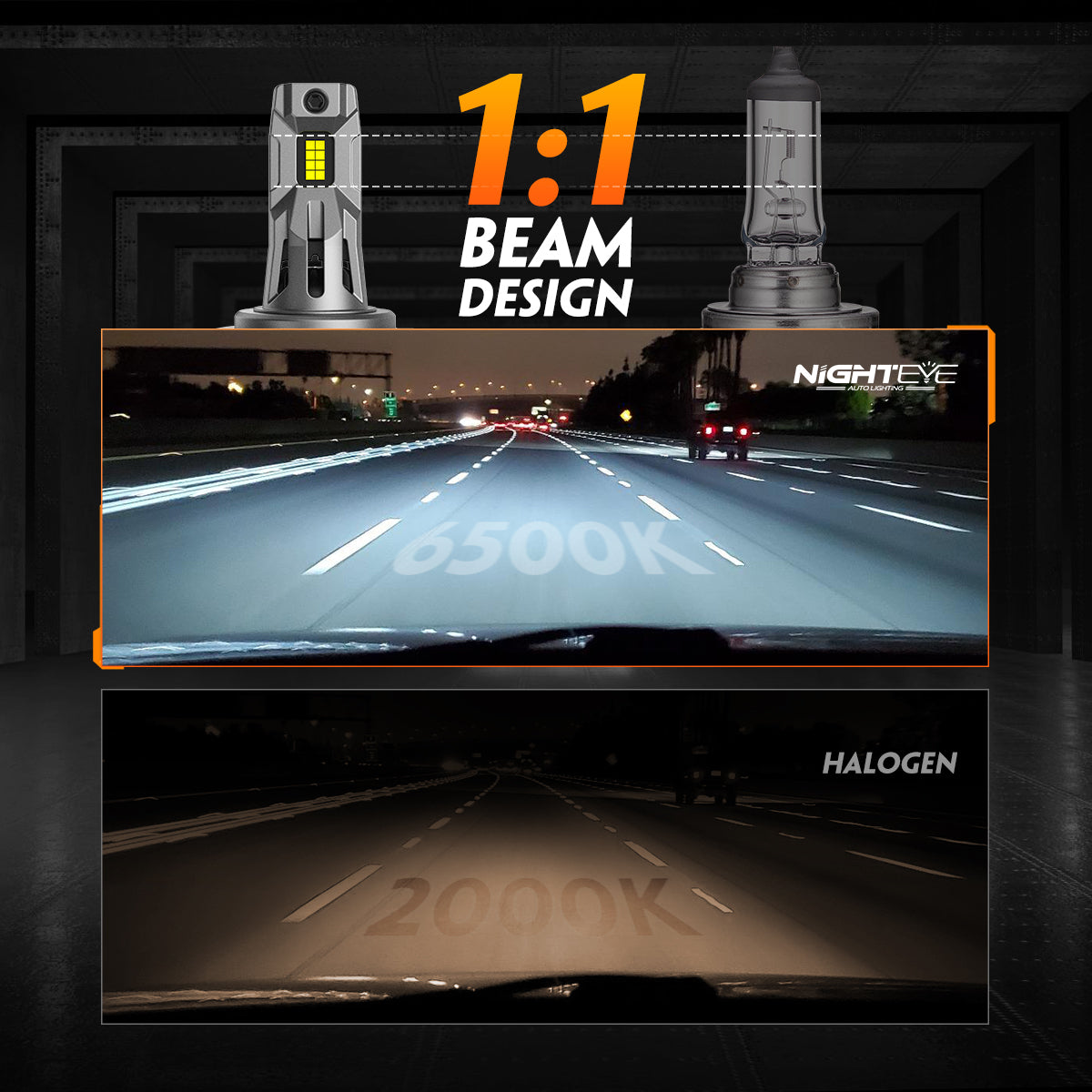 2 יחידות מנורת פנסים לרכב 60W 12000 לומן, נורת LED H7