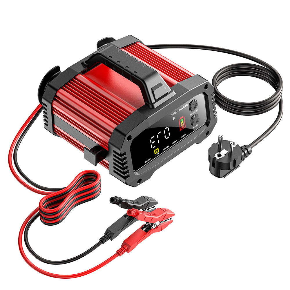 25A Autobatterieladegerät, 12V25A 24V 15A Blei-Säure AGM LiFePO4 Batterieladegerät, Fahrzeugladegerät, intelligentes Batterieladegerät für Autos, LKWs, Motorräder, Rasenmäher