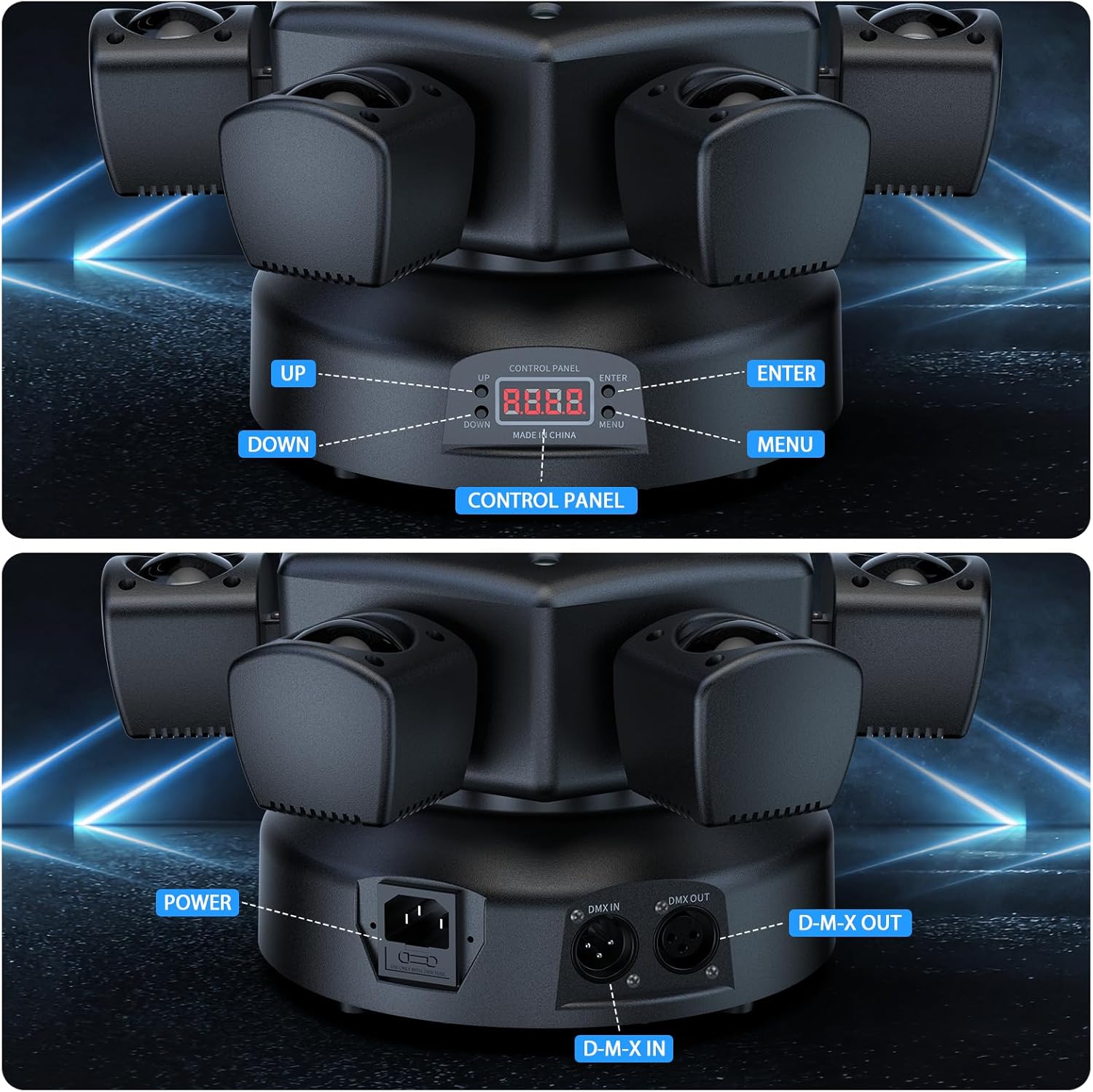 Moving Head -discolamppu, juhlavalo, 150W RGBW 26-kanavaa DMX-esiintymisvalaisin kaukosäätimellä, gobo-beam-valo DJ:lle, baariin, syntymäpäivään, klubi- ja hääkäyttöön, heijastinvalaisin