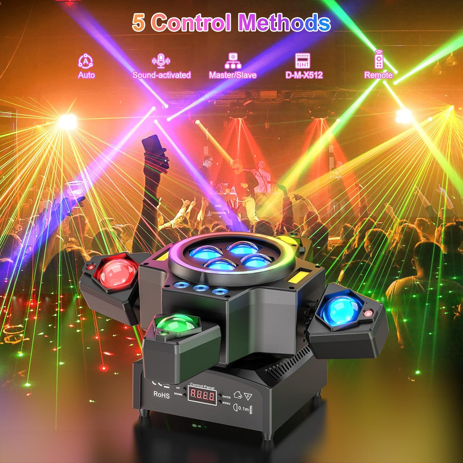 120W scenljus 4-i-1 RGBW moving head ljusteffekt laserstråle strålkastare festljus med fjärrkontroll för disco, DJ, bar, födelsedagsfest