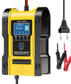 12V 6A 24V 3A Auto-Motorrad-Batterieladegerät, Intelligentes Multifunktions-Reparatur-Batterieladegerät mit Temperaturerkennung für Blei-Säure-AGM-Gel-Tiefzyklus-Lithium-LiFePO4-Batterien