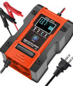 12V 6A 24V 3A Auto-Motorrad-Batterieladegerät, Intelligentes Multifunktions-Reparatur-Batterieladegerät mit Temperaturerkennung für Blei-Säure-AGM-Gel-Tiefzyklus-Lithium-LiFePO4-Batterien