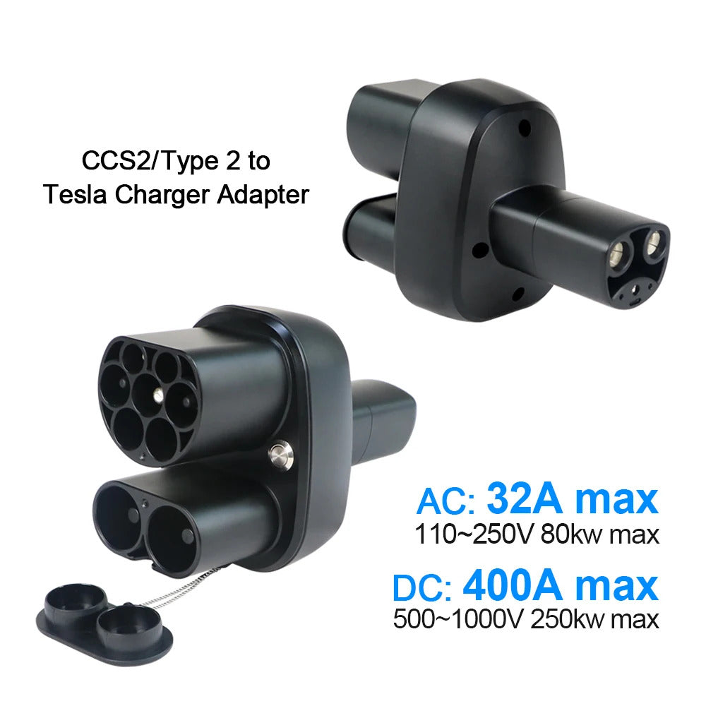 NOEIFEVO CCS2 und Typ2 zu Tesla NACS Ev Ladegerät Adapter, AC 32A DC 400A 200KW Elektrofahrzeug-Ladegerät, Typ2 Ladegerät Konverter für Model Y/S/3/x