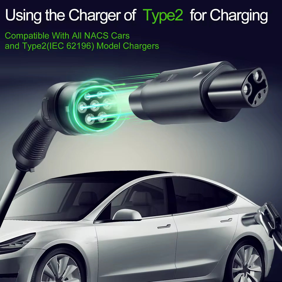 NOEIFEVO Tyyppi 2 Tesla-adapteri AC 7,2 kW 32A 220V, sopii Tesla Model S/X/3:lle, Tyyppi 2 AC EV-laturiin Tesla-ajoneuvojen lataamiseen