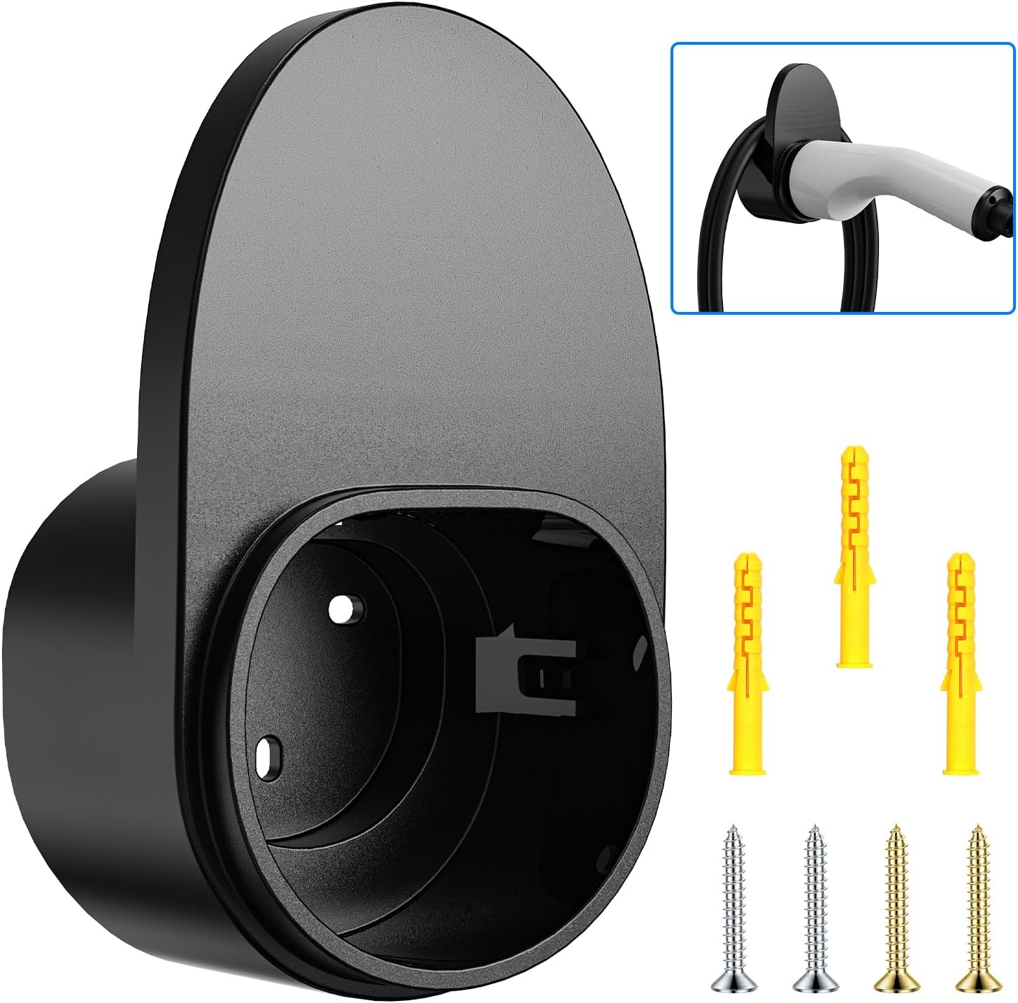 Halteri latausliittimelle tyyppi 2, kestävä ja pitkäikäinen kaapelipidike seinäkiinnitykseen, kaapelipidike seinäpistorasiaan, liitinpidike tyyppi 2, yhteensopiva kaikkien tyyppi 2 latauskaapeleiden kanssa